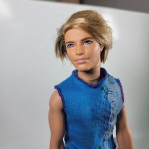 Barbie Ken Doll Rooted Hair 2010 Blue Sleeveless Top & Shorts Fashion Figure Toy